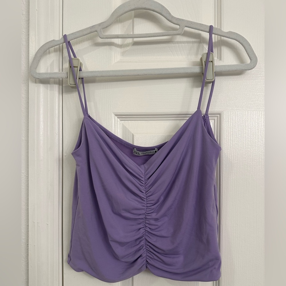 Zara cropped ruched tank top